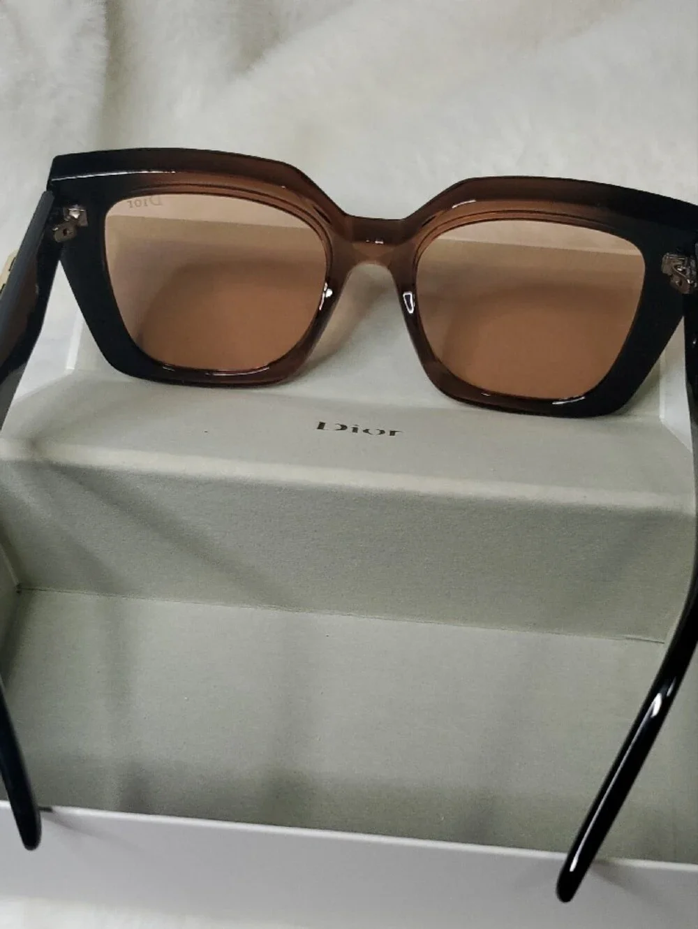 Dior Black Frame Sunglasses with Brown Gradient Lenses
